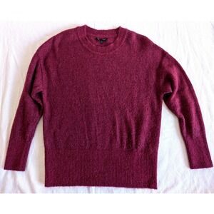 Banana Republic 50% Alpaca Italian Yarn Sweater L Burgundy Crewneck Soft Fuzzy
